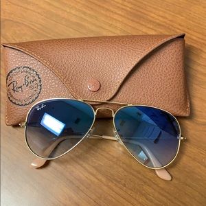 Ray-Ban Aviator blue gradient gold frame 55mm lens